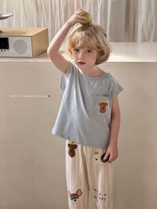 Pigiama per Bambini Personalizzabile 95% Cotone 5% Spandex Estivo a Righe Manica Corta con Pizzo Cartone Animato per Bambini e Adolescenti 3-18 Anni - Product Image 4