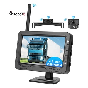 Podofo - Monitor de Cámara de Reversa Inalámbrica con Señal Digital de 4.3 Pulgadas + Cámara de Visión Trasera para Coche con Marco para Matrícula, Impermeable, 12 V (EE. UU./UE) - Product Image 1