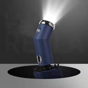 Rotating LED Light Semi-automatic Men's Extended Sunshade Folding Business Night Flashlight <b>Umbrella</b> Black Coating Modern Luxury - Product Image 4