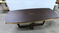 Table de salle à manger élégante en acier inoxydable or champagne brossé