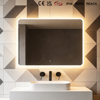 Miroir de salle de bain moderne anti-buée avec écran tactile NewThingLine 137x83cm |   Miroir lumineux sans cadre, mural, pour la salle de bain