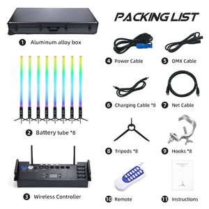 Luce Uplight a Tubo Pixel 360 Impermeabile IP65 a Batteria Senza Fili con Controllo <span class=keywords><strong>DMX</strong></span> e Wifi, Luce a Stick per DJ, Feste ed Eventi - Product Image 3