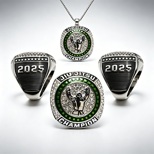Anillos de Campeonato Personalizados de Alta Gama, Venta al Por Mayor de Fábrica, Anillos Simples y Portátiles en Plata Verde - Product Image 4