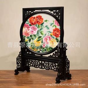 Suzhou Embroidery Screen Wooden Frame Single Panel Rotatable Traditional Chinese Style Handcrafted <b>Table</b> Screen Office Decor - Product Image 2