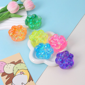New Trending Maltose Colorful Ribbon Cat Paw <b>Squeeze</b> Toy Decompression Stress Relief Toy <b>Squeeze</b> Stress <b>Ball</b> Classic Gift - Product Image 1