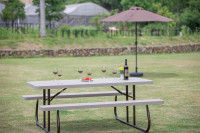 Meubles de jardin modernes et légers en plastique, table et banc pliants pour le camping en plein air, pique-nique, utilisation en milieu hospitalier et hôtelier