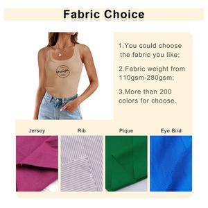 Camiseta sin mangas de LICRA de alta elasticidad con cuello en U en blanco personalizada para mujer, camiseta sin mangas de Color sólido ajustada acanalada - Product Image 2