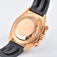 Maßgefertigte Modische Chronograph Automatik-Mechanische Uhr 50M Wasserdicht Edelstahlgehäuse Kuhlederarmband 20mm Lachsfarbenes Zifferblatt
