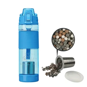 Portable Eco 650 Ml BPA Free Custom Plastic Hydrogen Rich Water Alkaline Water Bottle with Filter Strap