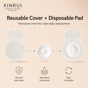 Couvre-mamelons en silicone en forme de fleur pour l'allaitement, absorbant et anti-fuite, réutilisable, invisibles, pour la période post-partum - Product Image 3