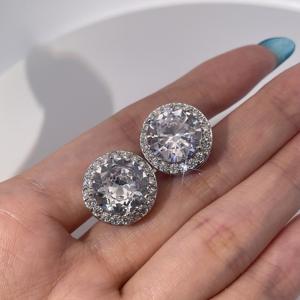 ต่างหูทรงกลมเรขาคณิตสุดหรูสไตล์คลาสสิกจาก Tianyu Gems สำหรับผู้หญิง ทำจากทองเหลืองชุบทอง ประดับด้วยเพทายสีขาว - Product Image 3