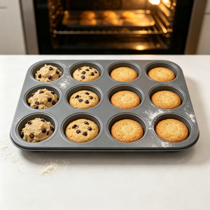 Moule à muffins 12 cavités, revêtement durable pour muffins, tartes, gâteaux, idéal pour la pâtisserie maison - Product Image 3