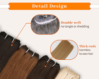 Extensions de cheveux à trame machine, 100% cheveux humains vierges Remy, double tirage, pointes épaisses, couleurs personnalisées OEM, prix usine