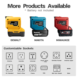 <span class=keywords><strong>Convertisseur</strong></span> de puissance tout-en-un 250W <span class=keywords><strong>220V</strong></span> compatible <span class=keywords><strong>avec</strong></span> la <span class=keywords><strong>batterie</strong></span> Mil Waukee 18V pour téléphone, ordinateur portable, tablette, appareil photo, haut-parleur, ventilateurs - Product Image 6