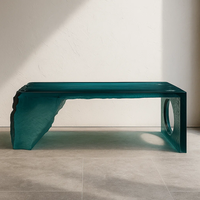Table en résine transparente de luxe JingYue, meubles artisanaux pour espaces commerciaux, hôtels, salons