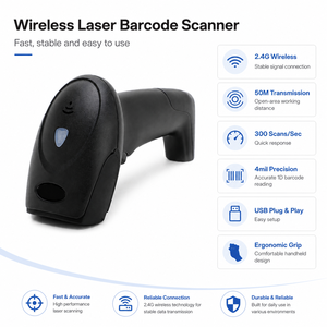FJ-6800W 1D Laser Barcode <strong>Scanner</strong> 1.5M Drop Resistance Rugged for Warehouse Logistics 2.4G Wireless USB Professional - Product Image 3