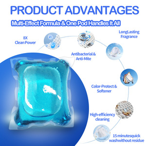 Capsules de <span class=keywords><strong>lessive</strong></span> 60 lavages Hypoallergéniques Sans parfum Sûres pour bébé Peaux sensibles Douces Tout-en-1 - Product Image 2
