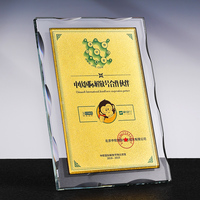 Premium sense or argent noir cristal plaque de verre personnalisé hôtel réception certificat de licence personnalisé multi-taille en gros