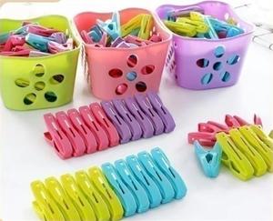 30 Plastic Clips with Storage Baskets Clothes Windproof Underwear Socks Drying <b>Racks</b> Travel Party Office - Product Image 1