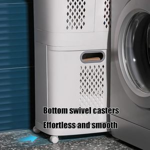 Creative PP Plastic Eco-Friendly Over 35L Capacity Modern Design Rolling Bathroom Storage Basket for <b>Laundry</b> and Household Use - Product Image 2