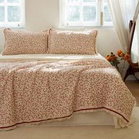 Ensemble de couette d'été en mousseline double couche en coton biologique, imprimé floral vintage, certifié Oeko-Tex, literie de chambre à coucher, tailles personnalisées