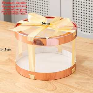 Caixa de Bolo Personalizável de 6 Polegadas com Tampa Dupla Sem Suporte em Ouro Rosé - Product Image 3