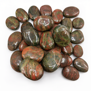 Pierres de palmier en pierre précieuse Unakite naturelle - UNIQUES - cristal/chakra/reiki/soin - poids 87 g - Product Image 2