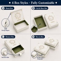 Boîte à tiroir coulissant personnalisée de luxe, motif soleil et lune célestes, avec estampage à chaud doré, pour kits de cosmétiques et vernis à ongles solides
