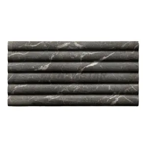 Newstar Bathroom Kitchen Flute Wall Tiles Fashion Decoration Living Room Iris Black Curve Fluted Marble Tiles Mosaic Fluted Tile