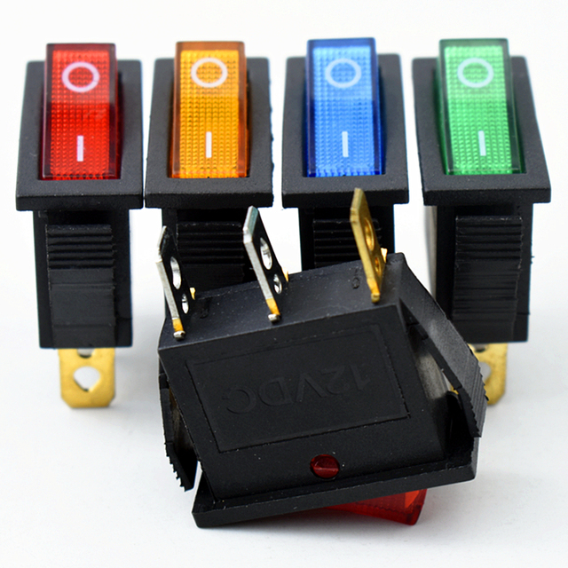 Red, Yellow, Blue, Green, Led 12V DC Switch Kcd3