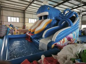 Tobogán acuático inflable comercial para adultos al aire libre, piscina con soplador, ballena, juegos de agua de verano - Product Image 3