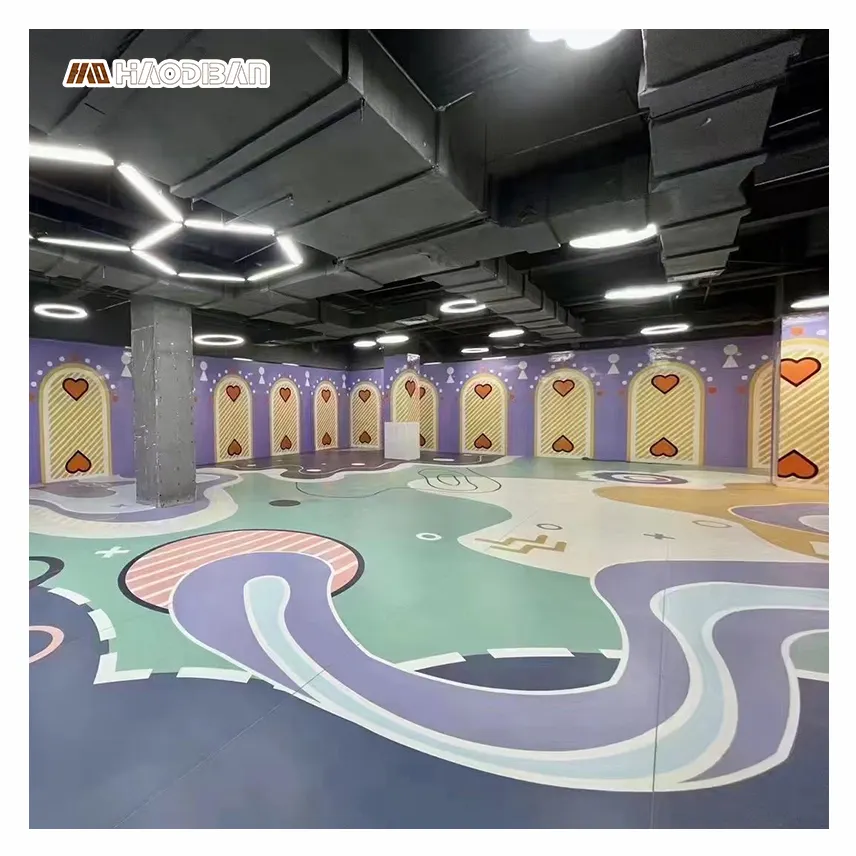Piso de PVC de vinil de esponja para piso de jardim de infância, piso estampado 3D com desenho gráfico personalizado