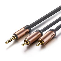 3,5mm Aux-Buchse an 2 Cinch-Audio-Y-Stecker Silber beschichtetes Kupfer-Lautsprecher kabel für Verstärker Heimkino Karaokay-System HIFI