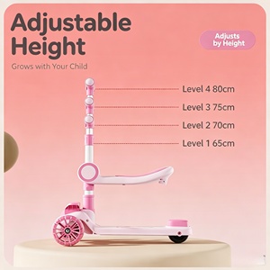 Trottinette pour enfants 3 en 1 avec siège pliable, hauteur réglable, roues silencieuses et lumineuses, musique, jouet à roulettes pour enfants - Product Image 5