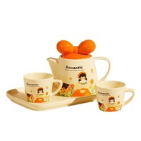 Bouilloire en céramique de style nordique minimaliste, fraîche et naturelle, idéale pour les cadeaux d'anniversaire, tasses à café, service à thé de dessin animé pour couples avec plateau