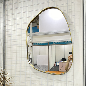 51*72Cm Chất Lượng Cao Không Thường Xuyên Trang Trí Gương Lớn Vàng Khung Phòng Tắm Tường Gương Với Móc An Toàn - Product Image 1