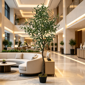 Grand <span class=keywords><strong>Olivier</strong></span> Artificiel Réaliste <span class=keywords><strong>en</strong></span> Plastique avec <span class=keywords><strong>Pot</strong></span>, Fruits Noirs, Plante Artificielle 150cm 180cm pour Décoration Intérieure Salon - Product Image 3
