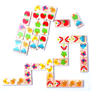 Rompecabezas de madera para niños de 28 piezas, juego de mesa de dominó de cognición de jardín de educación temprana para juguetes de jardín de infantes - Product Image 1