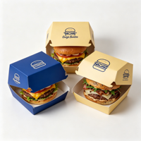 Emballage de hamburger en carton biodégradable recyclé avec logo personnalisé, qualité alimentaire, boîte à hamburger en papier ZJPACK