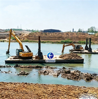 Plateforme ponton d'excavatrice amphibie économique pour le dragage des zones humides et des rivières