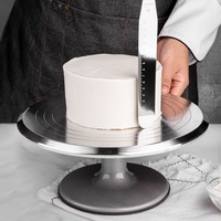 Backzubehör Kuchendekorationswerkzeuge Aluminiumlegierung Metallisch Silberne Blumenform 12 Zoll Drehbare Spülmaschinenfeste Kuchenplatte