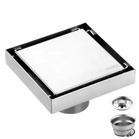 Grille de vidange carrée en acier inoxydable brossé de 4 pouces, invisible, avec filtre, pour carrelage, moderne, pour cuisine et salle de bain