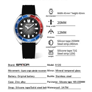 Reloj de Pulsera de Cuarzo para Hombre Sanda 9120, Estilo Casual de Negocios, Minimalista, con Esfera Luminosa, Calendario, Resistente al Agua y Bisel Giratorio - Product Image 2