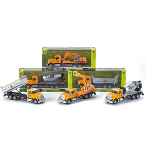 1:24 Pull-back Engineering Truck Toy Alloy Car Model Dump Truck Excavator Concrete Mixer Toy Construction Vehicles For Kids Gift