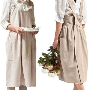 Nouvelles jolies tabliers de cuisine et de pâtisserie pour femmes, style japonais, dos croisé, unis - Product Image 1