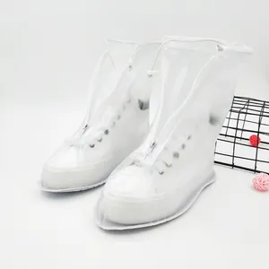 Bottes de pluie pliantes imperméables et antidérapantes en plastique PVC, recouvertes d'une fermeture éclair épaisse, pour hommes et femmes, vente en gros