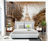 Paris Tour Eiffel Peinture À L'huile Moderne Ville Européenne Murale Étanche Installation Facile Personnalisé 3D Papier Peint pour L'intérieur De La Maison
