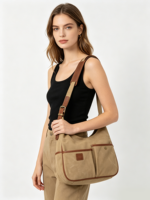 Grand sac à bandoulière en toile pour femme, multi-poches, décontracté, pour les voyages, le quotidien, sac à main personnalisable