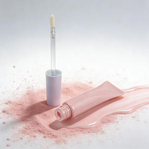 Tubo de brillo labial ABS <span class=keywords><strong>rosa</strong></span> <span class=keywords><strong>pastel</strong></span> con tapa de rosca y aplicador de varita - Envase cosmético para el cuidado de la piel y colorete - Product Image 1
