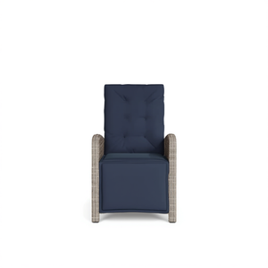 Silla de Jardín Reclinable de Ratán Gris, Muebles de Exterior Contemporáneos con Asiento Tapizado - Product Image 1